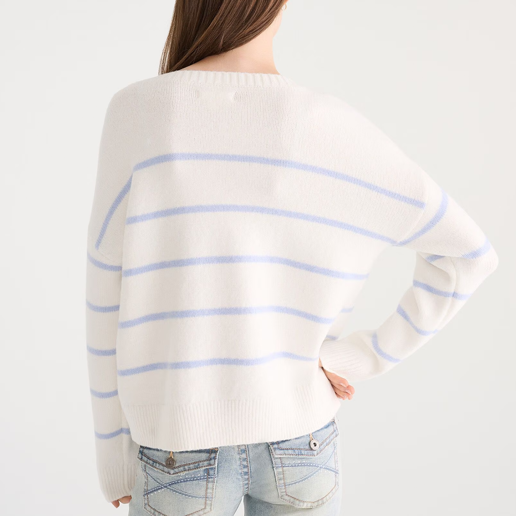 Crew Neck Thin Stripe Relaxed Knit Sweater - view 3