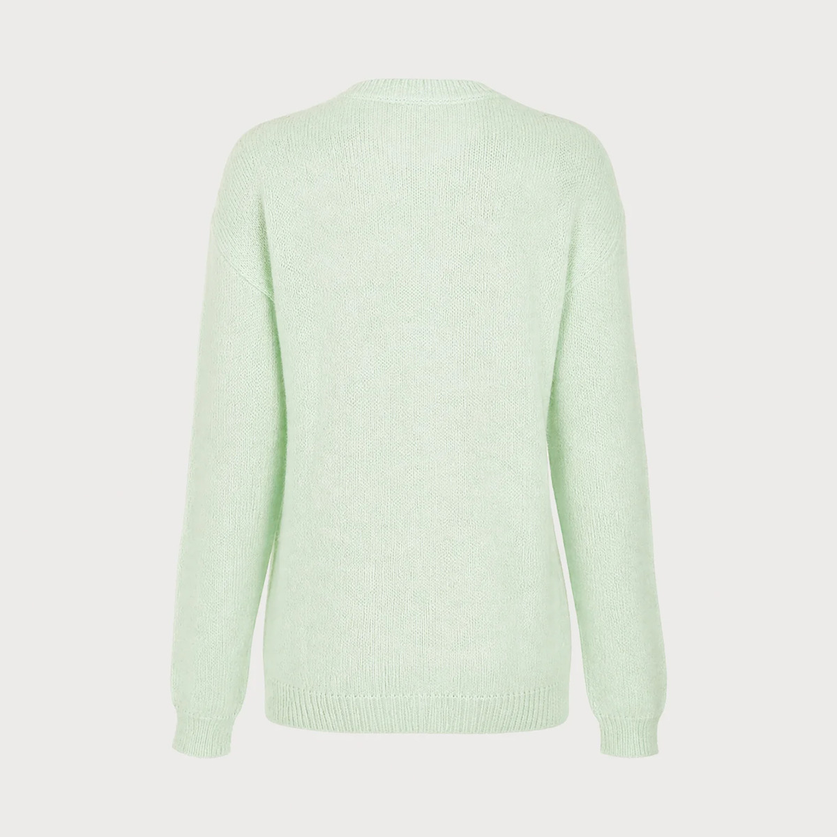 Green Round Neck Textured Loose Long Knit Sweater - view 4