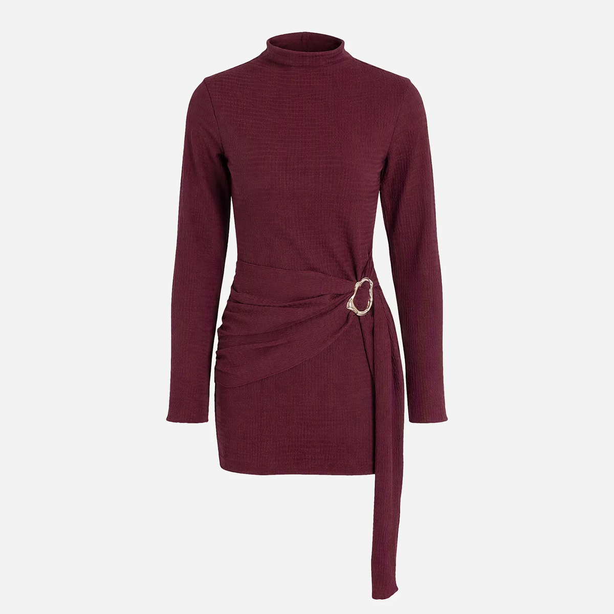 Red Turtleneck Bell Sleeve Bodycon Tunic Mini Dress - view 3